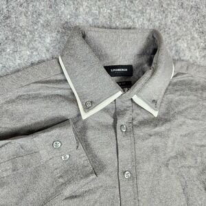Lindbergh Black Contrast Collar Shirt Men L Gray Long Sleeves Slim Fit Casual